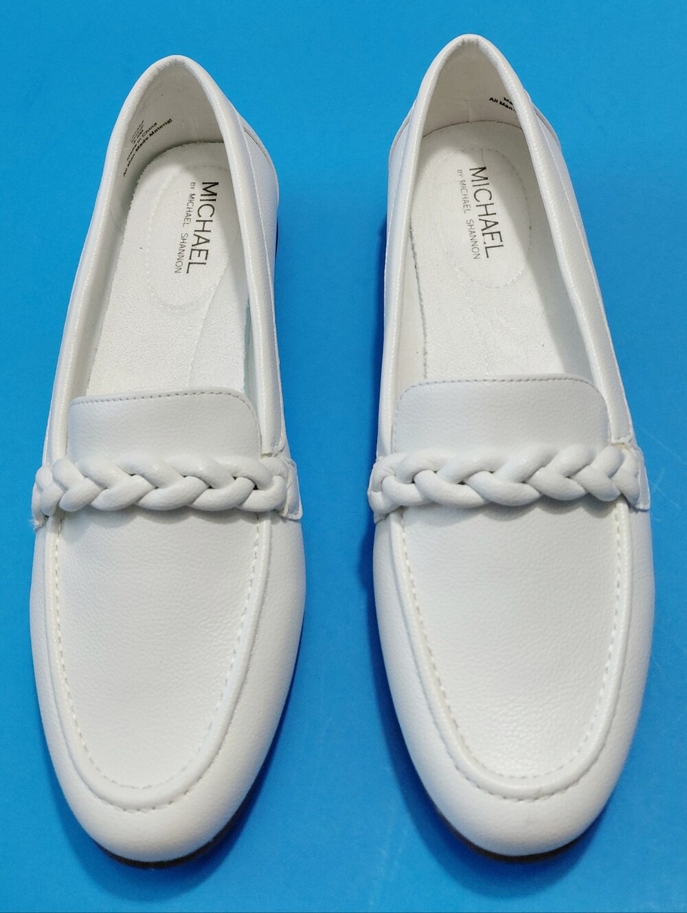 MICHAEL by MICHAEL SHANNON Women's Suzie White Braided Loafer Size 8.5M